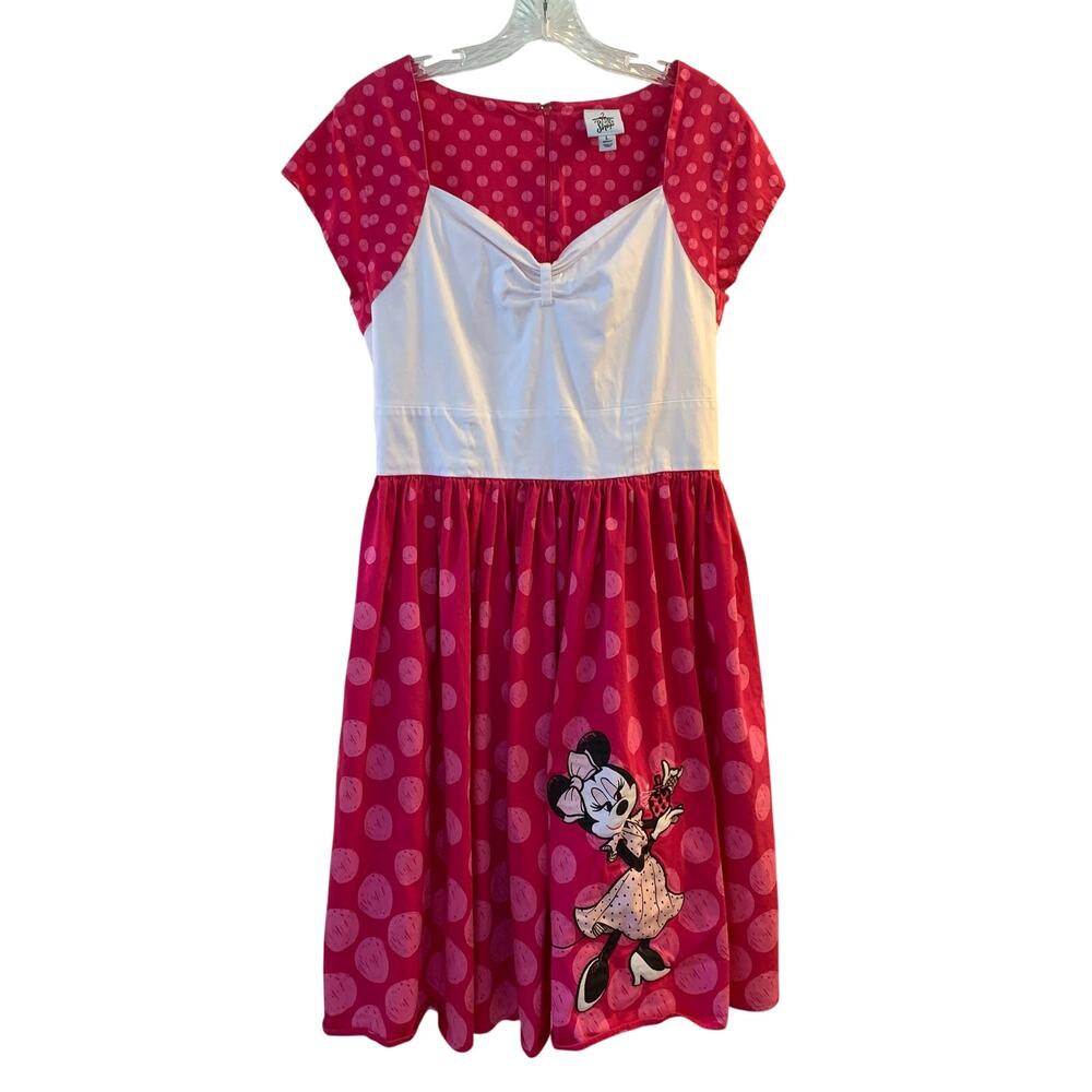 Disney The Dress Shop Retired Fit and Flare Dress Minnie Mouse Ladies Large Pink